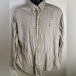 Men’s Polo Ralph Lauren Green & Red Classic Fit Long Sleeve Oxford Shirt Size XL